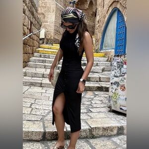 Black Sleeveless Dress with Side Slit